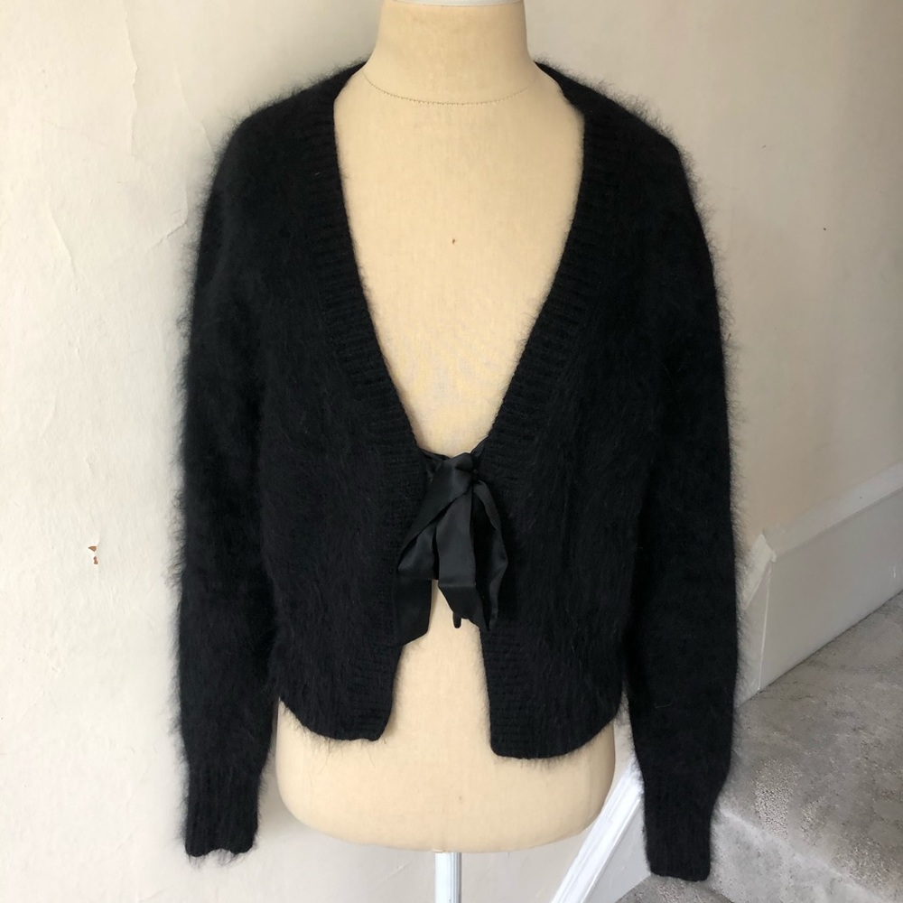Banana Republic Tie Front Angora Cardigan Sweater